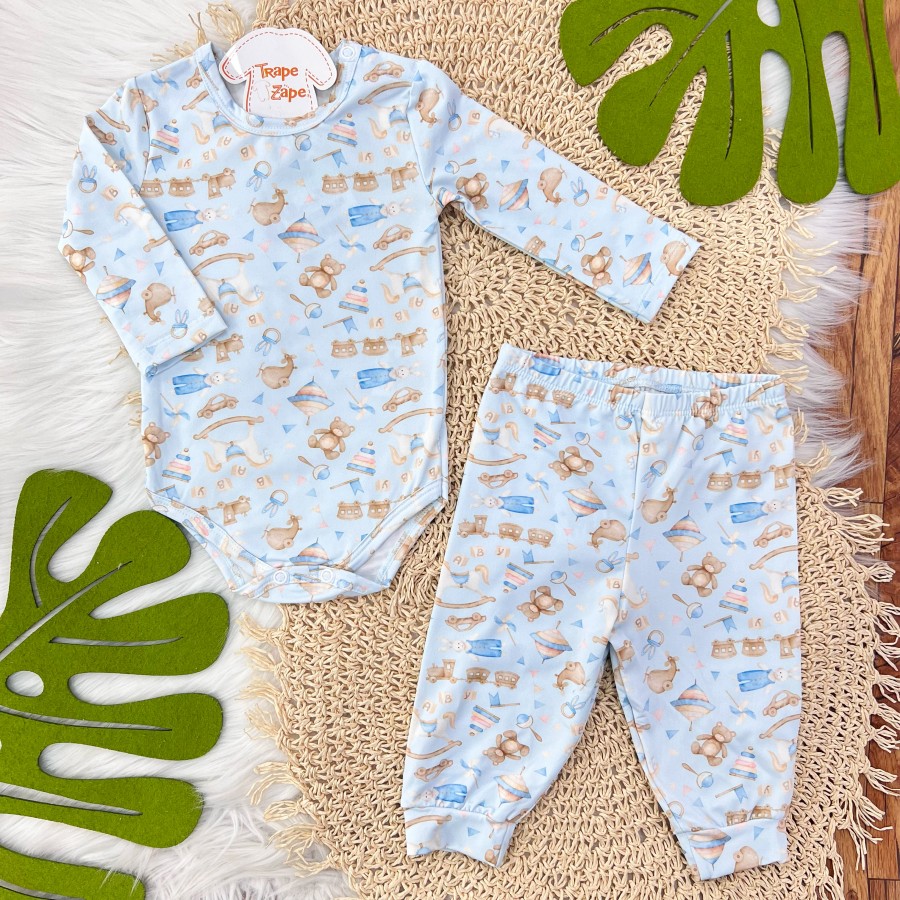 Conj. Body Manga Longa e Calça em Malha Térmica com Proteção UV50+- Brinquedos de Bebê